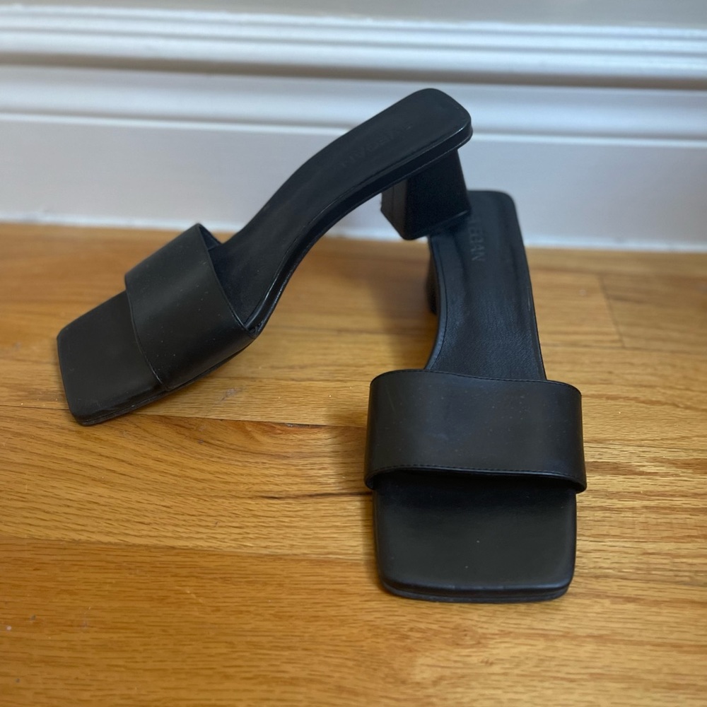 ALOHAS - Black Square Toe Vegan Leather Heel - Size 41